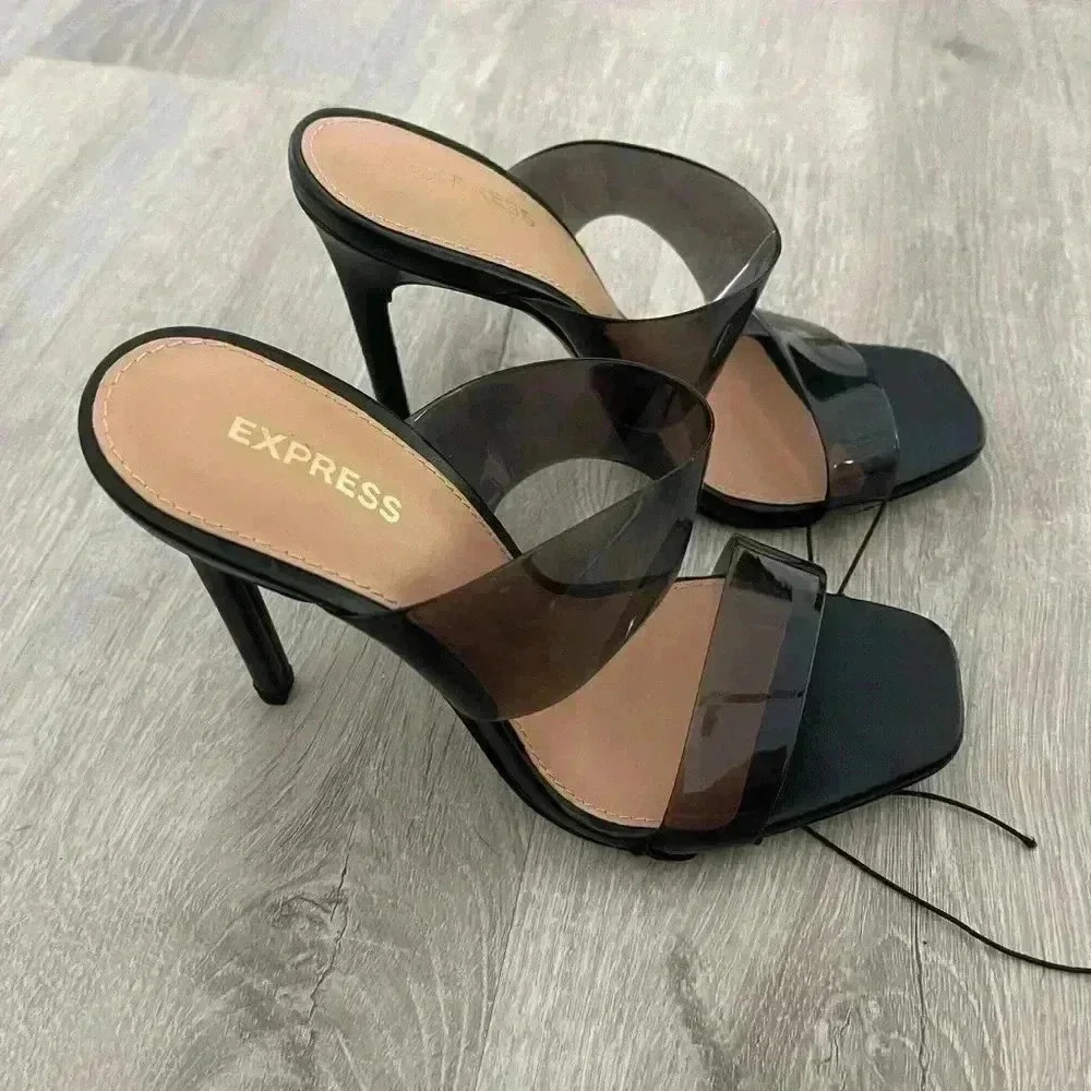 EXPRESS - Barely There Double Band Heeled Sandals 7 - Picture 10 of 12